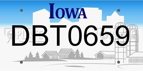 DBT0659 Iowa License Plate