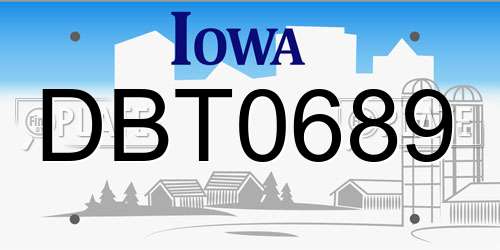 DBT0689 Iowa License Plate