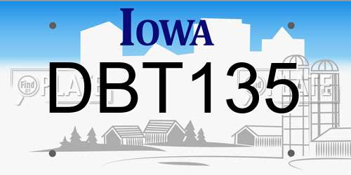 DBT135 Iowa License Plate