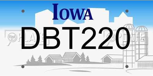 DBT220 Iowa License Plate