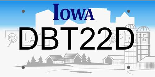DBT22D Iowa License Plate