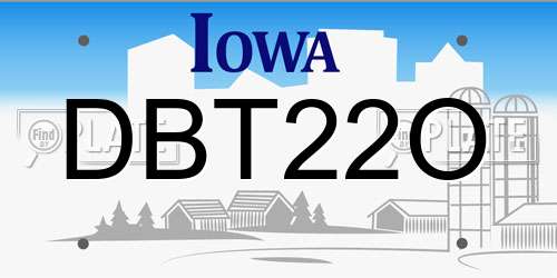 DBT22O Iowa License Plate