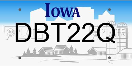 DBT22Q Iowa License Plate