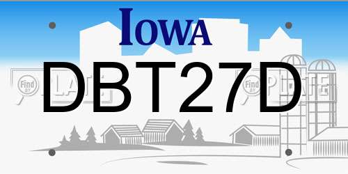 DBT27D Iowa License Plate