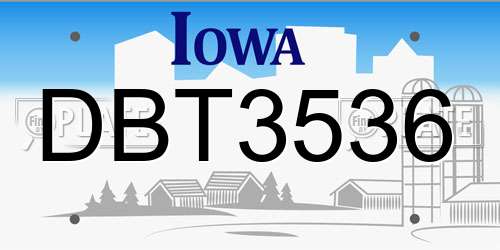 DBT3536 Iowa License Plate