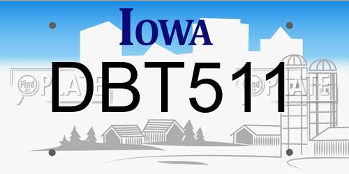 DBT511 Iowa License Plate