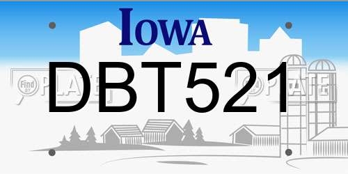 DBT521 Iowa License Plate