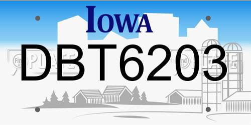 DBT6203 Iowa License Plate