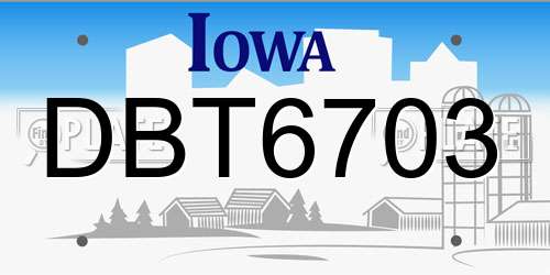 DBT6703 Iowa License Plate