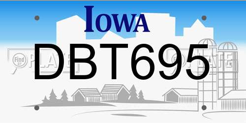 DBT695 Iowa License Plate