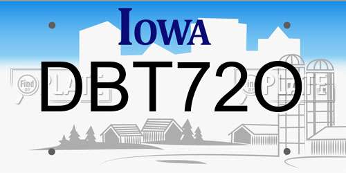 DBT72O Iowa License Plate
