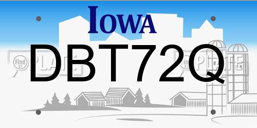 DBT72Q Iowa License Plate
