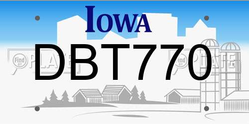 DBT770 Iowa License Plate