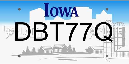 DBT77Q Iowa License Plate