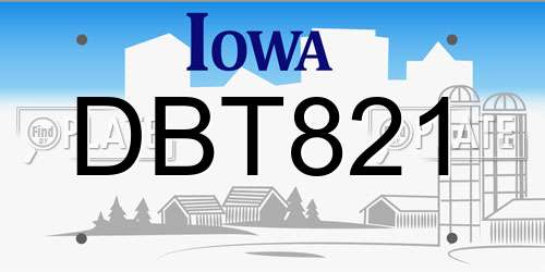 DBT821 Iowa License Plate