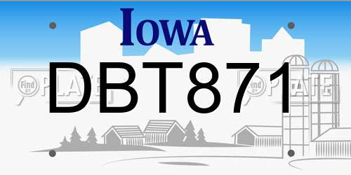 DBT871 Iowa License Plate