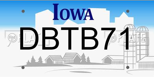 DBTB71 Iowa License Plate