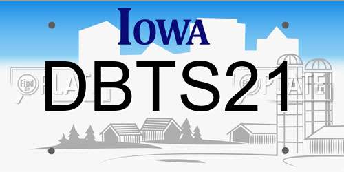 DBTS21 Iowa License Plate