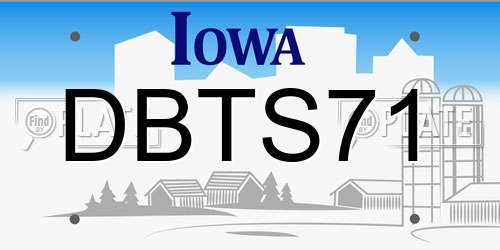 DBTS71 Iowa License Plate