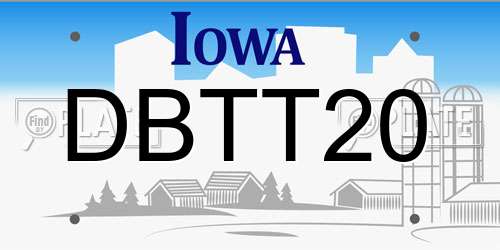 DBTT20 Iowa License Plate