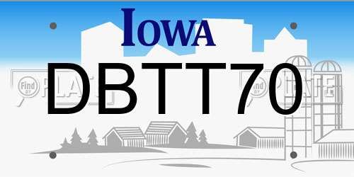 DBTT70 Iowa License Plate