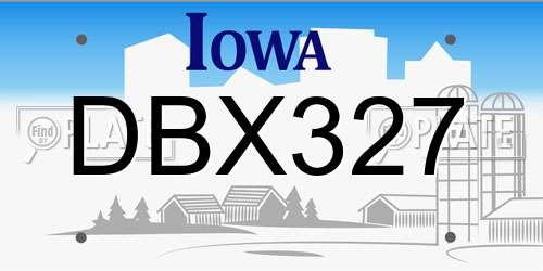 DBX327 Iowa License Plate