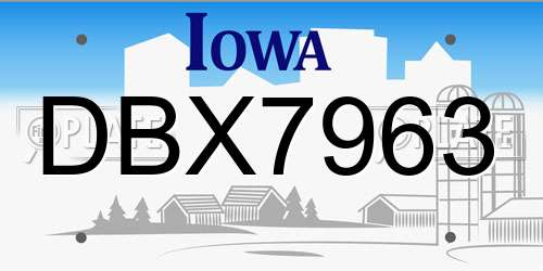 DBX7963 Iowa License Plate