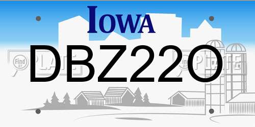 DBZ22O Iowa License Plate