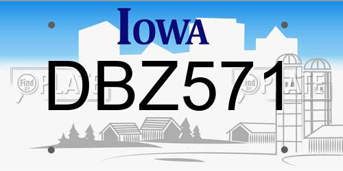DBZ571 Iowa License Plate