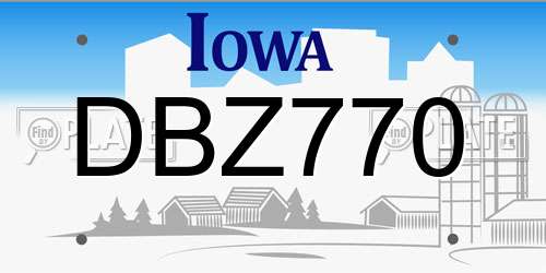 DBZ770 Iowa License Plate