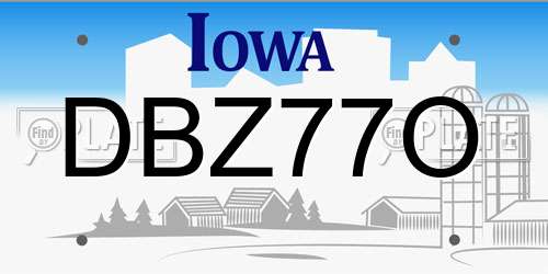 DBZ77O Iowa License Plate