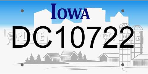 DC10722 Iowa License Plate