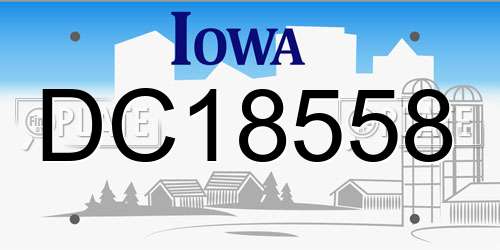DC18558 Iowa License Plate
