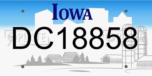 DC18858 Iowa License Plate
