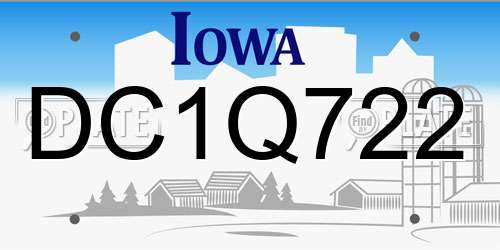 DC1Q722 Iowa License Plate
