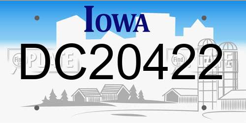 DC20422 Iowa License Plate