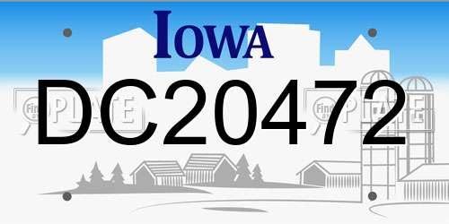 DC20472 Iowa License Plate