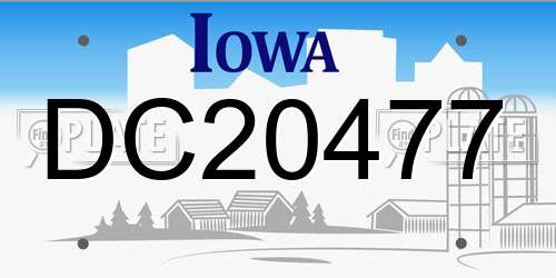 DC20477 Iowa License Plate