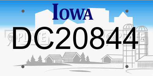 DC20844 Iowa License Plate