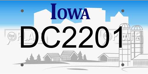 DC2201 Iowa License Plate