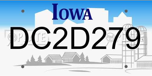 DC2D279 Iowa License Plate