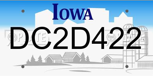 DC2D422 Iowa License Plate