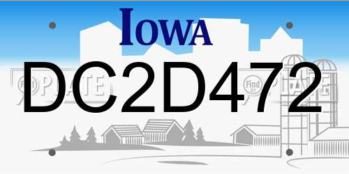 DC2D472 Iowa License Plate
