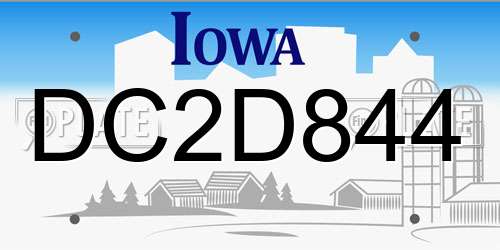 DC2D844 Iowa License Plate