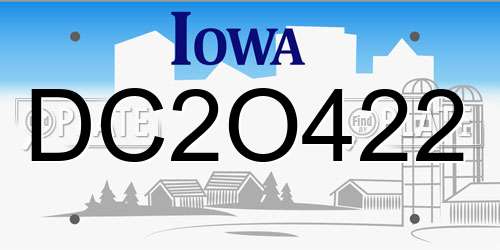 DC2O422 Iowa License Plate
