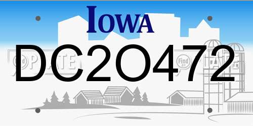DC2O472 Iowa License Plate