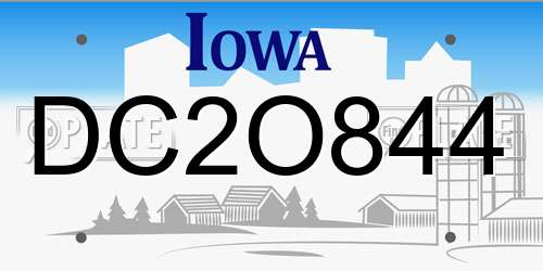 DC2O844 Iowa License Plate