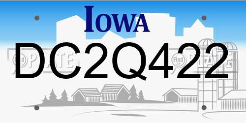 DC2Q422 Iowa License Plate
