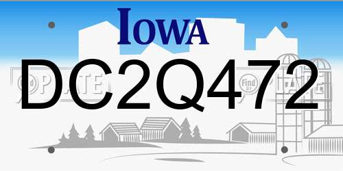 DC2Q472 Iowa License Plate