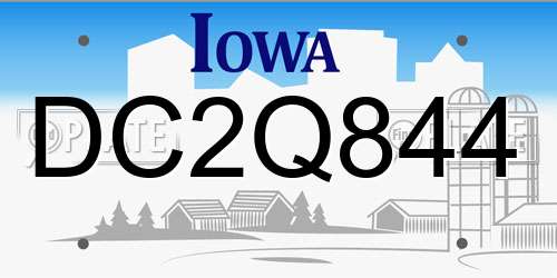 DC2Q844 Iowa License Plate